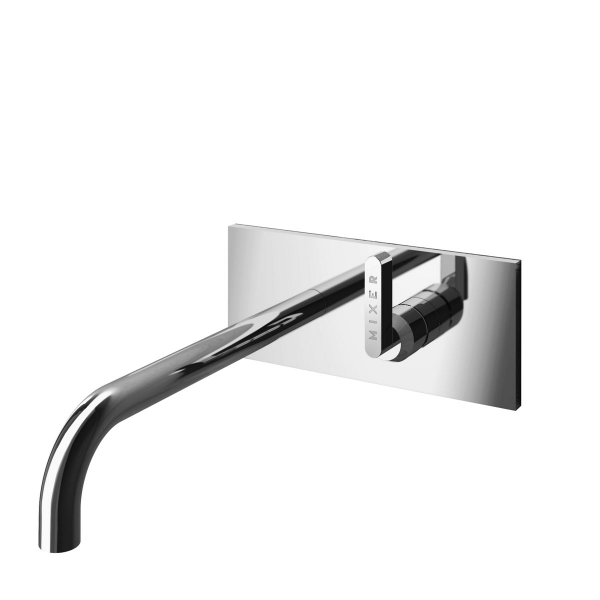 Wall basin mixer with long spout