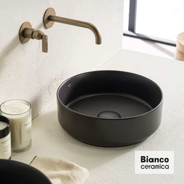 Νιπτήρας Πορσελάνης Φ36 Bianco Ceramica anthracite Matt