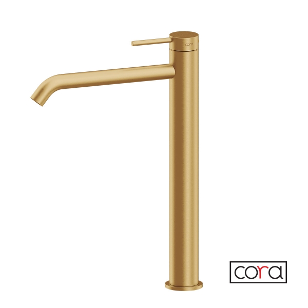 Μπαταρία Νιπτήρα Υψηλή με Βαλβίδα Clic-Clac Cosmo PVD Gold Brushed Inox 316L