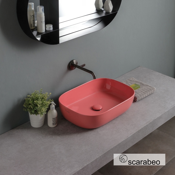 Νιπτήρας Πορσελάνης Glam 56x39 Scarabeo Peach Glossy