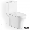 Close Coupled WC AIDA/65 Rimless, Wall Outlet, With Slim Soft Close Cover 9620SC, Bianco Ceramica White
