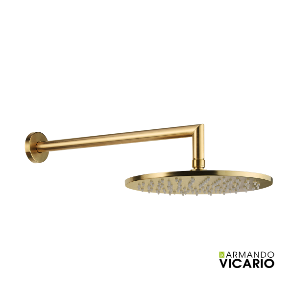 Κεφαλή Ντους BRASS Φ25εκ. με μπράτσο τοίχου, VICARIO Gold Brushed