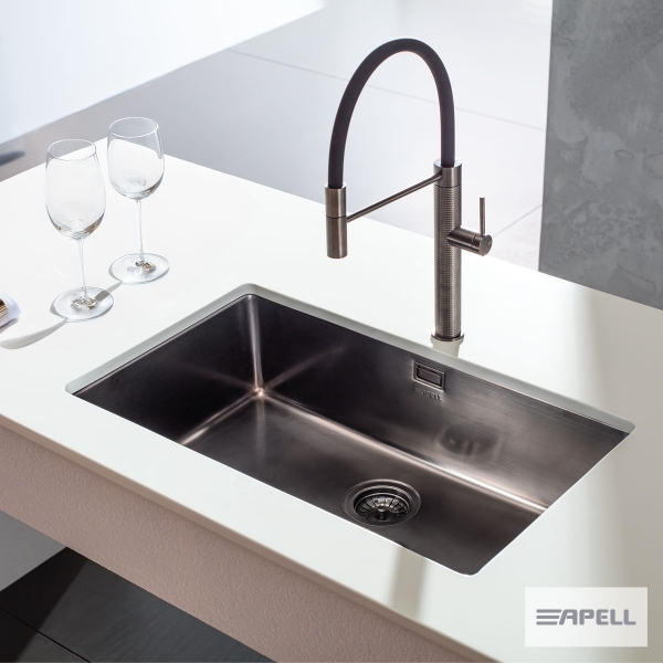 Νεροχύτης Κουζίνας Ανοξείδωτος Υποκαθήμενος Metamorfosi 75x44 PVD Black Apell