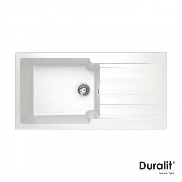 Συνθετικός νεροχύτης κουζίνας, Duralit βαρέως τύπου 100x50εκ. , χρώμα white