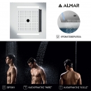 Temotion Ceiling Mounted Shower Head With Chromotherapy 50x50, Almar Inox Brushed