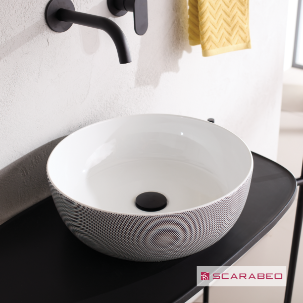 Glam Porcelain Washbasin Φ39 Scarabeo Pois Black