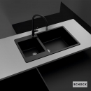 Νεροχύτης κουζίνας, γρανίτη 86x50εκ.  cristalite element, χρώμα nero
