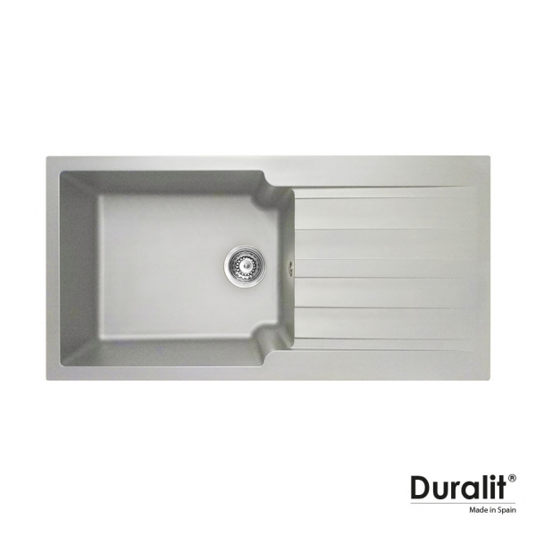 Συνθετικός νεροχύτης κουζίνας, Duralit βαρέως τύπου 100x50εκ. , χρώμα platinum
