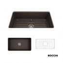 Νεροχύτης κουζίνας από πορσελάνη Bocchi, ένθετος ή υποκαθήμενος 81x48εκ., χρώμα Brown matt.