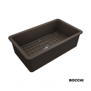 Νεροχύτης κουζίνας από πορσελάνη Bocchi, ένθετος ή υποκαθήμενος 81x48εκ., χρώμα Brown matt.