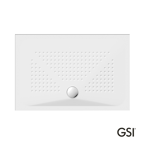 Ντουζιέρα Πορσελάνης Παραλληλόγραμμη 120x80 h.4 (4398) antislip Φ90 GSI White