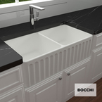 Νεροχύτης κουζίνας από πορσελάνη Bocchi, υποκαθήμενος 84x46εκ., χρώμα White matt.