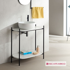 Έπιπλο μπάνιου Laila 2703-NROP με ράφια 2716+2710-300 χωρίς νιπτήρα, Scarabeo