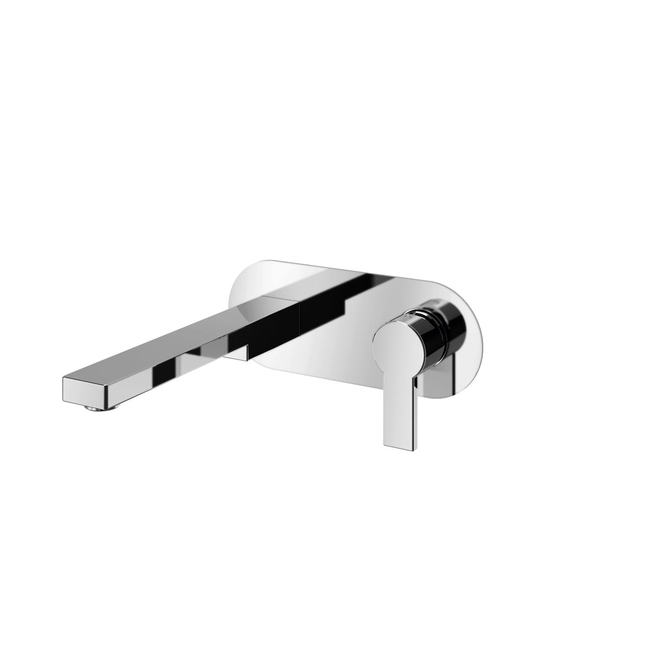 Wall basin mixer with short spout