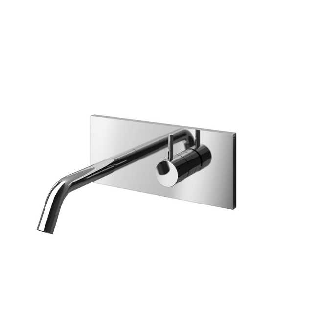 Wall basin mixer with long spout