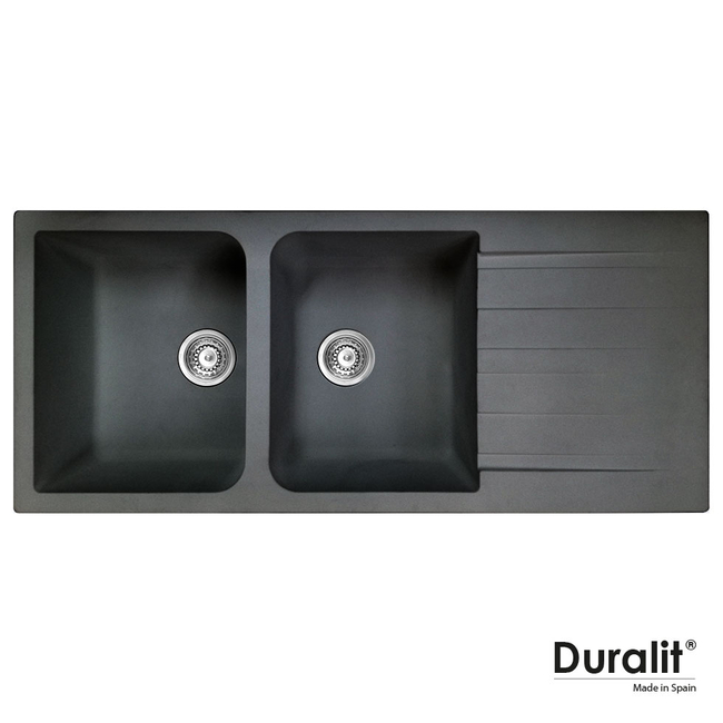 Συνθετικός νεροχύτης κουζίνας, Duralit βαρέως τύπου 116x50εκ. , χρώμα graphite