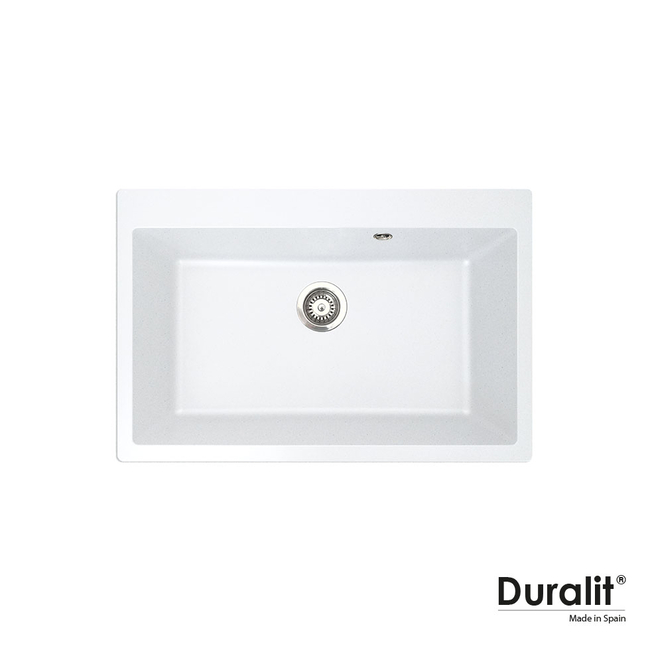 Συνθετικός νεροχύτης κουζίνας, Duralit βαρέως τύπου 76x50εκ. , χρώμα white