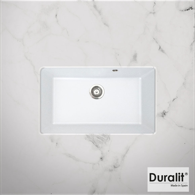 Συνθετικός νεροχύτης κουζίνας υποκαθήμενος, Duralit βαρέως τύπου 76x50εκ. , χρώμα white