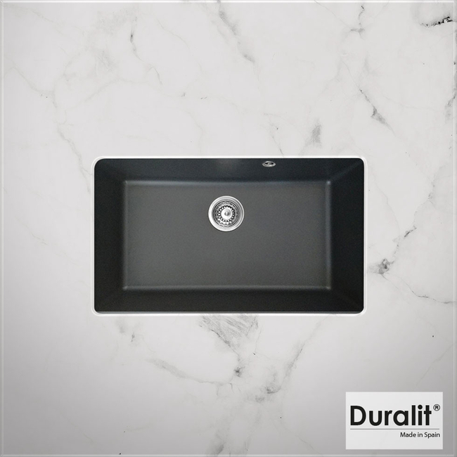 Συνθετικός νεροχύτης κουζίνας υποκαθήμενος, Duralit βαρέως τύπου 76x50εκ. , χρώμα graphite