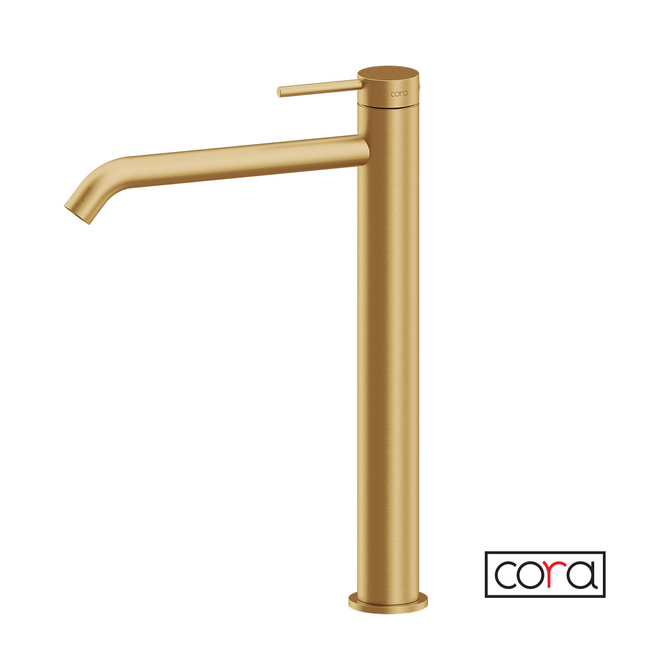 High Washbasin Mixer With Click Clack Waste Cosmo PVD Gold Brushed Inox 316L