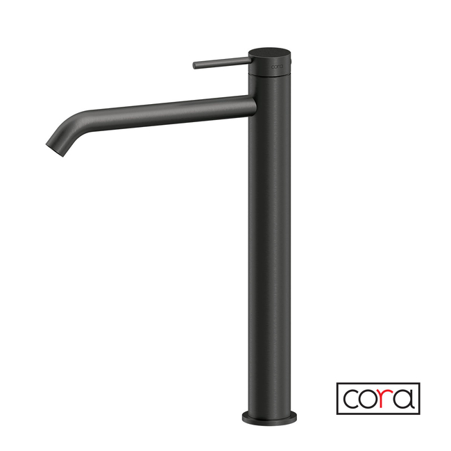 High Washbasin Mixer With Click Clack Waste Cosmo PVD Black Brushed Inox 316L