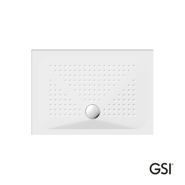 Ντουζιέρα Πορσελάνης Παραλληλόγραμμη 100x70 h.4 (4389) antislip φ90 GSI White
