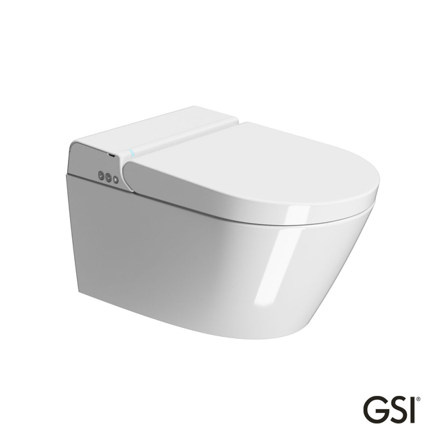Wall-Hung WC PURA/59 Swirlflush With Electronic Bidet System, White GSI Italy