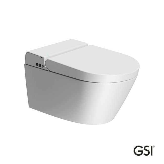 Wall-Hung WC PURA/59 Swirlflush With Electronic Bidet System, White Matt GSI Italy