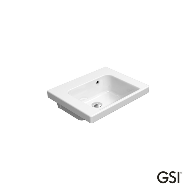 Porcelain Washbasin Norm 50x40 Without Tap Hole (1 pre-cut) GSI White