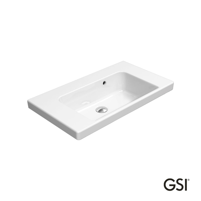 Porcelain Washbasin Norm 70x40 Without Tap Hole (1 pre-cut) GSI White