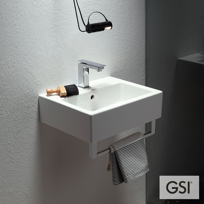 Porcelain Washbasin Kube 45x35 (Without Hole-3 prev.) GSI WHITE