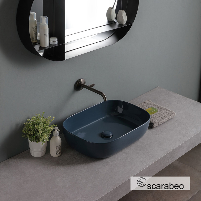 Glam Porcelain Washbasin 56x39 Scarabeo Ocean Glossy