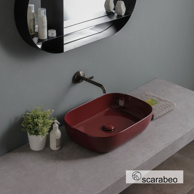 Glam Porcelain Washbasin 56x39 Scarabeo Cherry Glossy