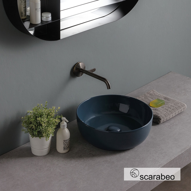 Glam Porcelain Washbasin Φ39 Scarabeo Ocean Glossy