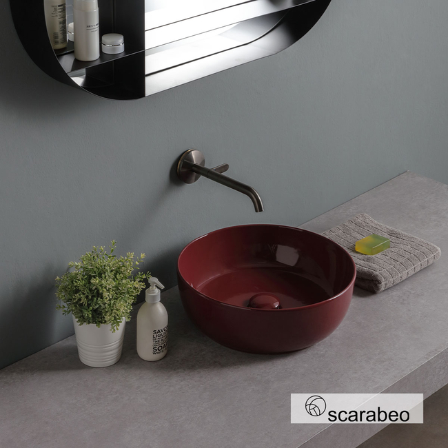 Glam Porcelain Washbasin Φ39 Scarabeo Cherry Glossy