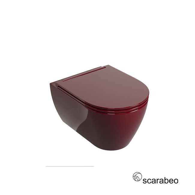 Wall-Hung WC GLAM/50.5 Twist With Slim Soft Close Cover, Scarabeo Cherry Glossy