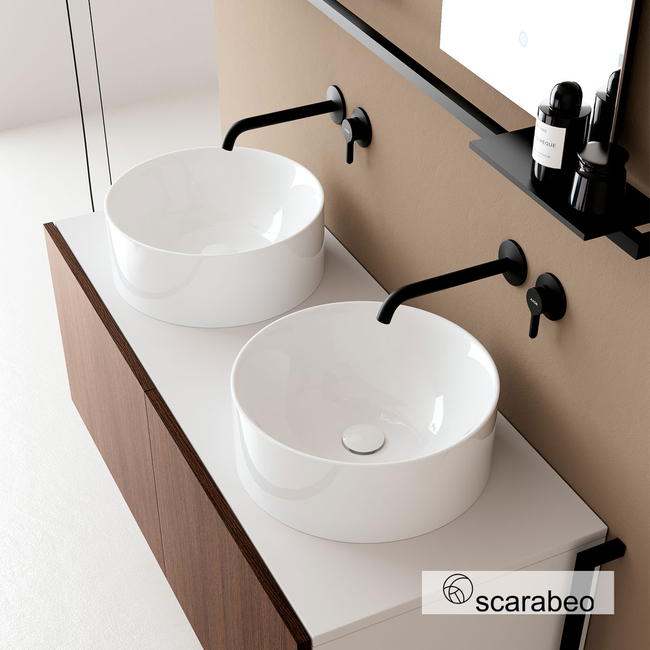 Skinny Porcelain Washbasin Φ40 h.15 Scarabeo White