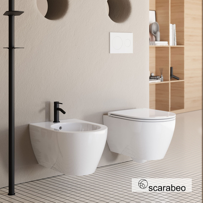 Wall-Hung WC MOON/50.5 Clean-Flush With Slim Soft Close Cover, Scarabeo White