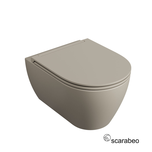 Wall-Hung WC MOON/50.5 Clean-Flush With Slim Soft Close Cover, Scarabeo Sand