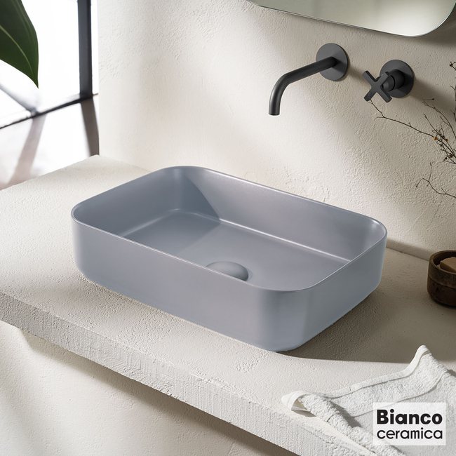 Porcelain Washbasin 50x36 Bianco Ceramica Stone Grey