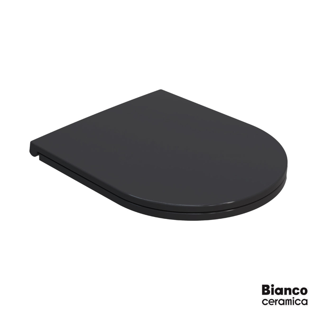 LENTA Slim Soft Close WC Seat Cover Bianco Ceramica Black Matt