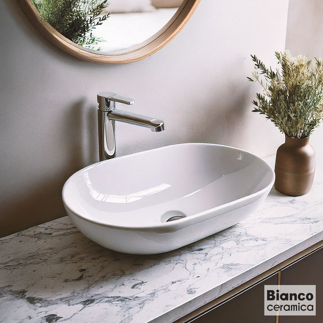 Porcelain Washbasin LOOP 57.5 x36.5 Bianco Ceramica White