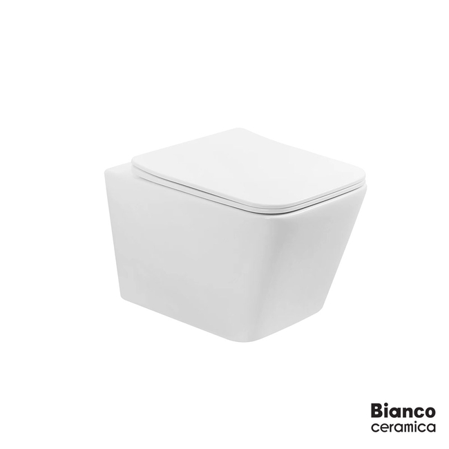 Wall-Hung WC LEXA/52.5 Rimless With Slim Soft Close Cover 9630SC, Bianco Ceramica White