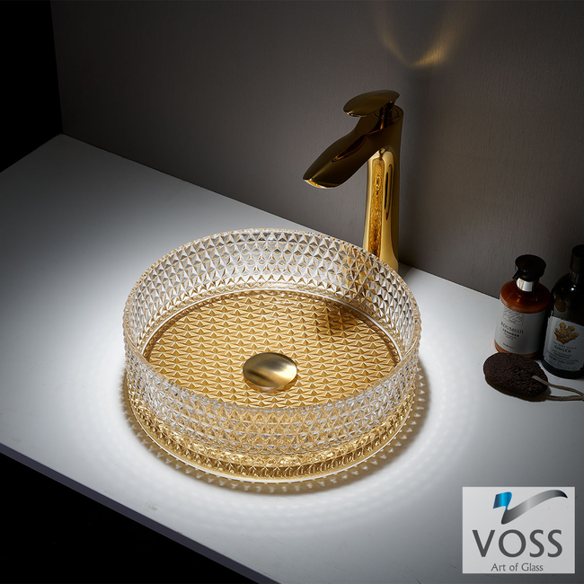Glass Washbasin RING-D Φ40 Voss Glass Gold