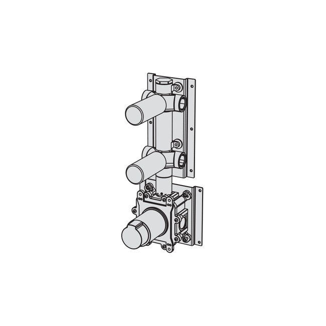 Built-in part for thermostatic mixer with 2-ways manifold - 3/4" connections polished steel