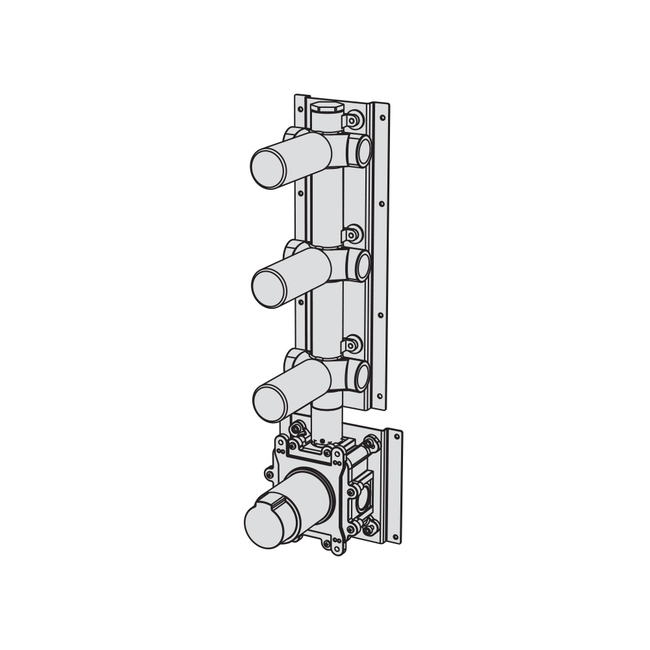 Built-in part for thermostatic mixer with 3-ways manifold - 3/4" connections brushed bronze