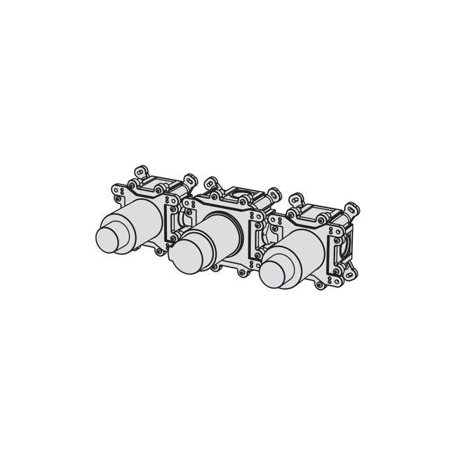 Built-in part for thermostatic wall-mounted mixer with two stop valves - 3/4" connections brushed gold