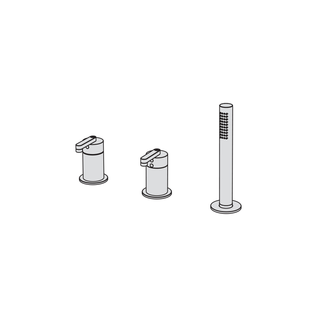 3-hole bath group on deck with 2 ways diverter brushed carbon
