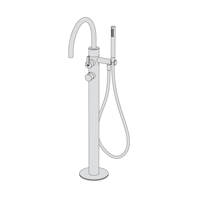 External part for free-standing bath group ?60 with bridge-shaped spout and hand shower brushed carbon
