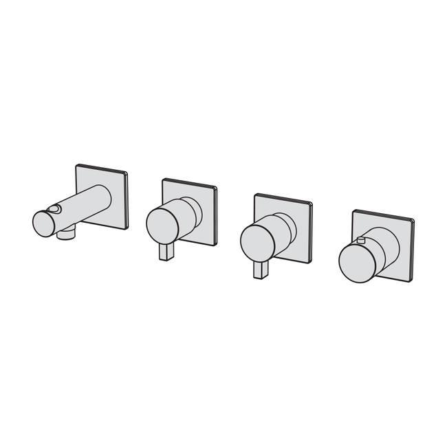 External part for coaxial thermostatic mixer with flow regulator  brushed gold